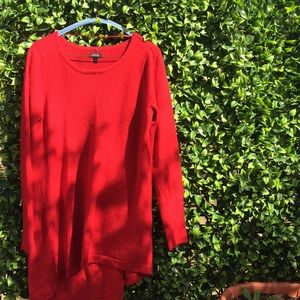Red high low glitter sweater